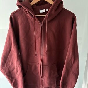 Maroon Aritzia TNA Zip-Up Hoodie